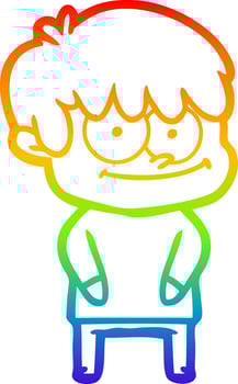 rainbow gradient line drawing happy cartoon man vector