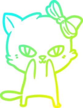 cold gradient line drawing cute cartoon cat vector