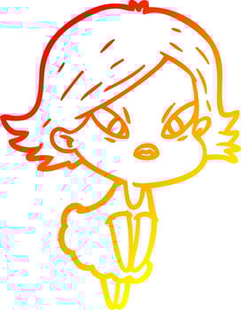 warm gradient line drawing cartoon stressed woman vector