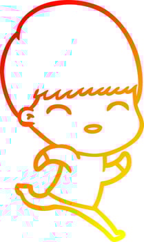 warm gradient line drawing happy cartoon boy vector