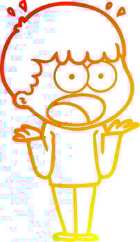 warm gradient line drawing cartoon shocked man vector
