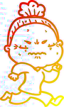 warm gradient line drawing cartoon annoyed old lady vector