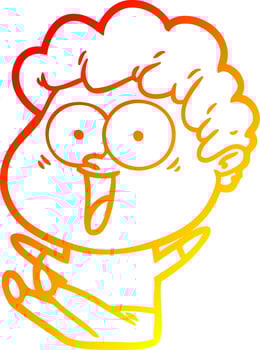 warm gradient line drawing cartoon happy man vector