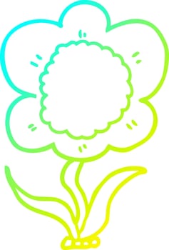 cold gradient line drawing cartoon flower vector