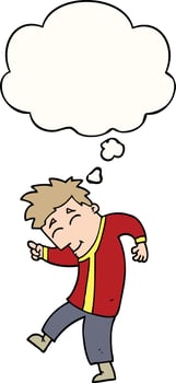 cartoon dancing man and thought bubble vector