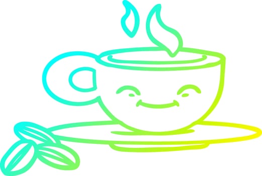 cold gradient line drawing cartoon espresso mug vector