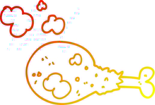 warm gradient line drawing cartoon cooked chicken leg vector