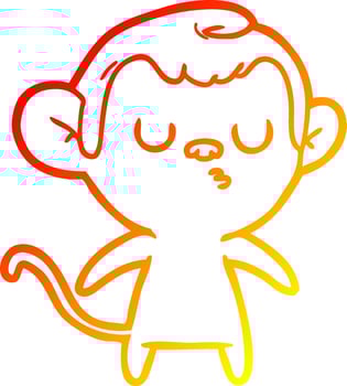 warm gradient line drawing cartoon monkey vector