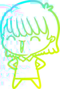 cold gradient line drawing cartoon woman vector