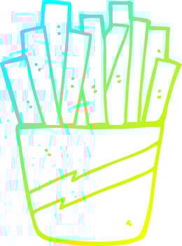 cold gradient line drawing cartoon box of fries vector