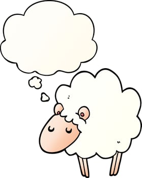 cartoon sheep and thought bubble in smooth gradient style vector