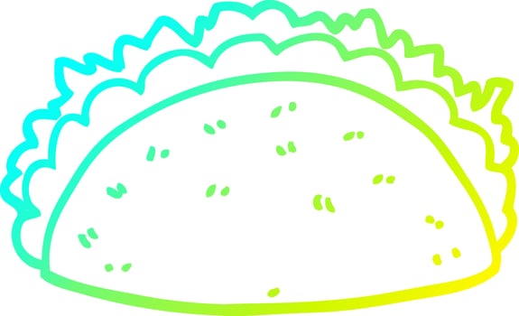 cold gradient line drawing cartoon taco vector