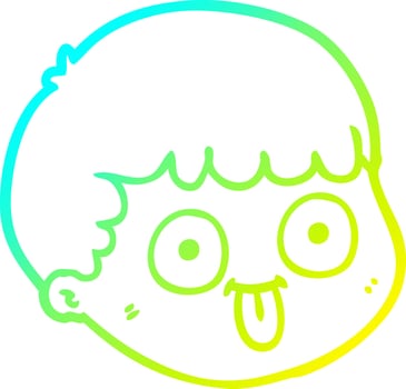 cold gradient line drawing cartoon male face vector