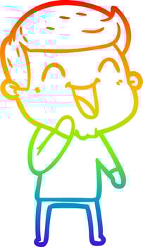 rainbow gradient line drawing cartoon man laughing vector