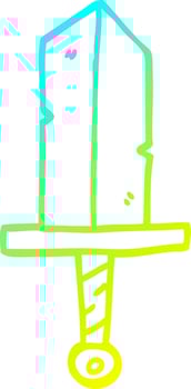 cold gradient line drawing cartoon golden dagger vector