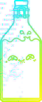 cold gradient line drawing cartoon old milk bottle vector