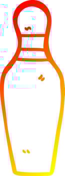 warm gradient line drawing cartoon bowling pin vector