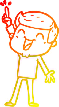 warm gradient line drawing cartoon man laughing vector