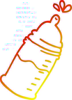 warm gradient line drawing cartoon baby bottle vector