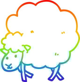 rainbow gradient line drawing cartoon sheep vector