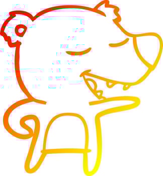 warm gradient line drawing cartoon polar bear vector