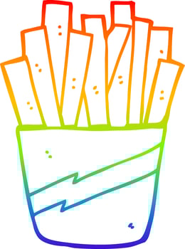 rainbow gradient line drawing cartoon box of fries vector