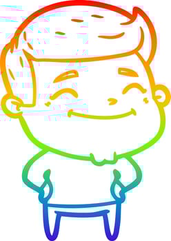 rainbow gradient line drawing happy cartoon man vector