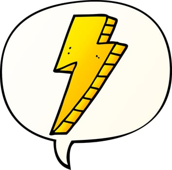 cartoon lightning bolt and speech bubble in smooth gradient style vector