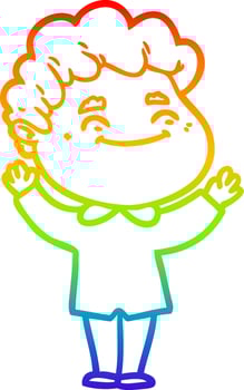 rainbow gradient line drawing cartoon friendly man vector