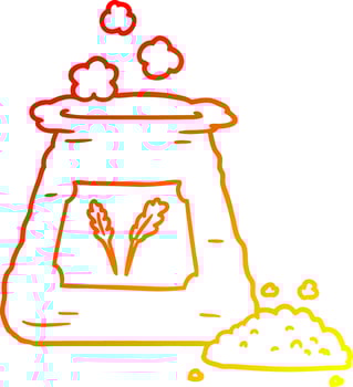 warm gradient line drawing cartoon bag of flour vector