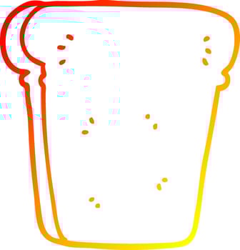 warm gradient line drawing cartoon slice of bread vector