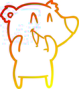 warm gradient line drawing laughing bear cartoon vector