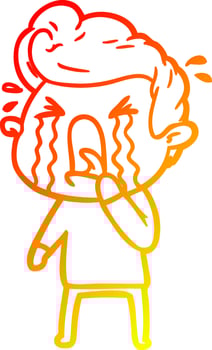warm gradient line drawing cartoon crying man vector