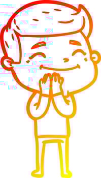 warm gradient line drawing happy cartoon man vector