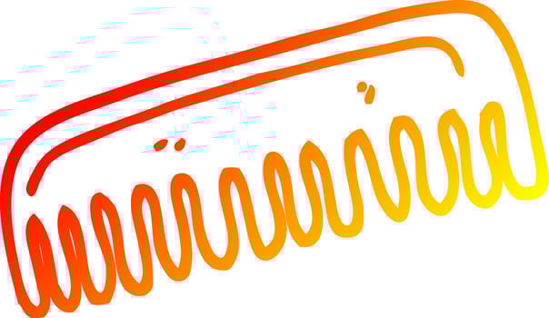 warm gradient line drawing cartoon hair comb vector