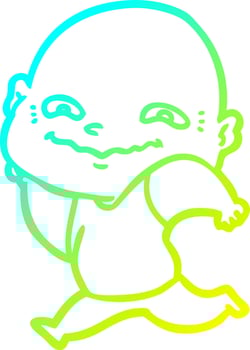 cold gradient line drawing cartoon creepy guy vector