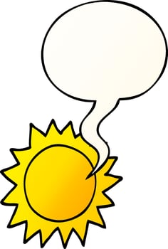 cartoon sun and speech bubble in smooth gradient style vector