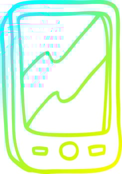 cold gradient line drawing cartoon red mobile phone vector