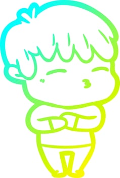 cold gradient line drawing cartoon curious boy vector