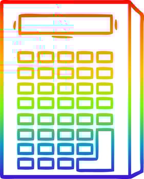 rainbow gradient line drawing cartoon calculator vector
