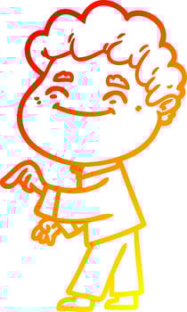 warm gradient line drawing cartoon friendly man vector