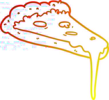 warm gradient line drawing cartoon slice of pizza vector