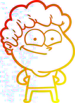 warm gradient line drawing cartoon happy man vector