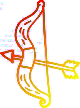 warm gradient line drawing cartoon bow and arrow vector