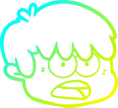cold gradient line drawing cartoon male face vector
