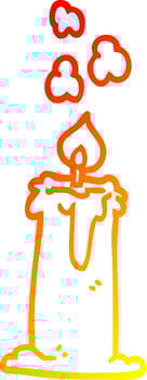 warm gradient line drawing cartoon lit candle vector