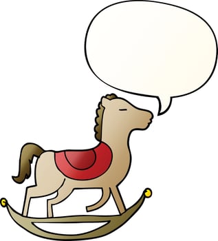 cartoon rocking horse and speech bubble in smooth gradient style vector