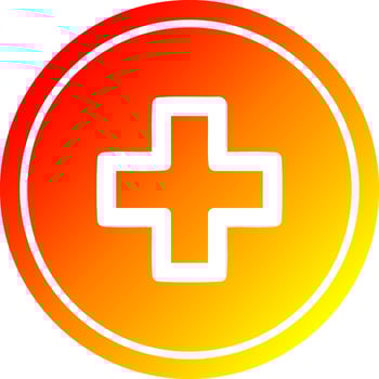 addition symbol circular in hot gradient spectrum vector