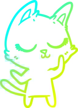 cold gradient line drawing calm cartoon cat vector