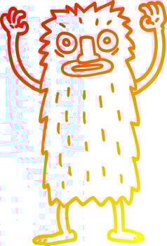 warm gradient line drawing cartoon bigfoot creature vector